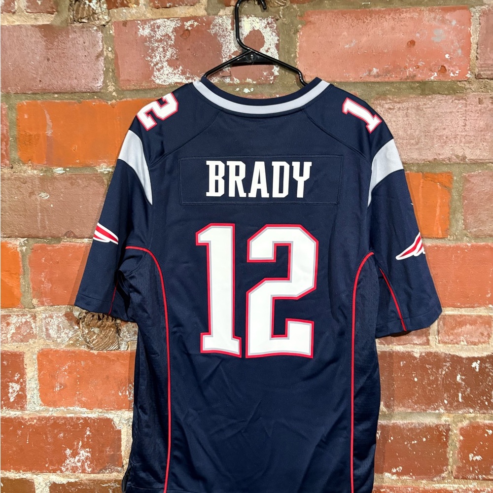 NFL Tom Brady #12 Navy Blue White Red Jersey